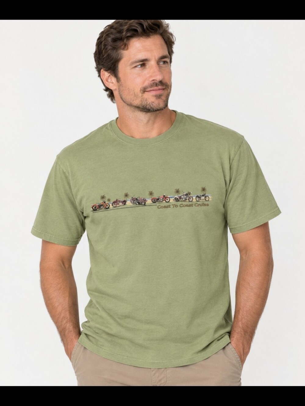 NWT Newport Blue Men XXL Green Motorcycle Cruise Graphic Tee 100% Cotton